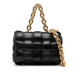 BOTTEGA VENETA Black Leather Intrecciato Shoulder Bag